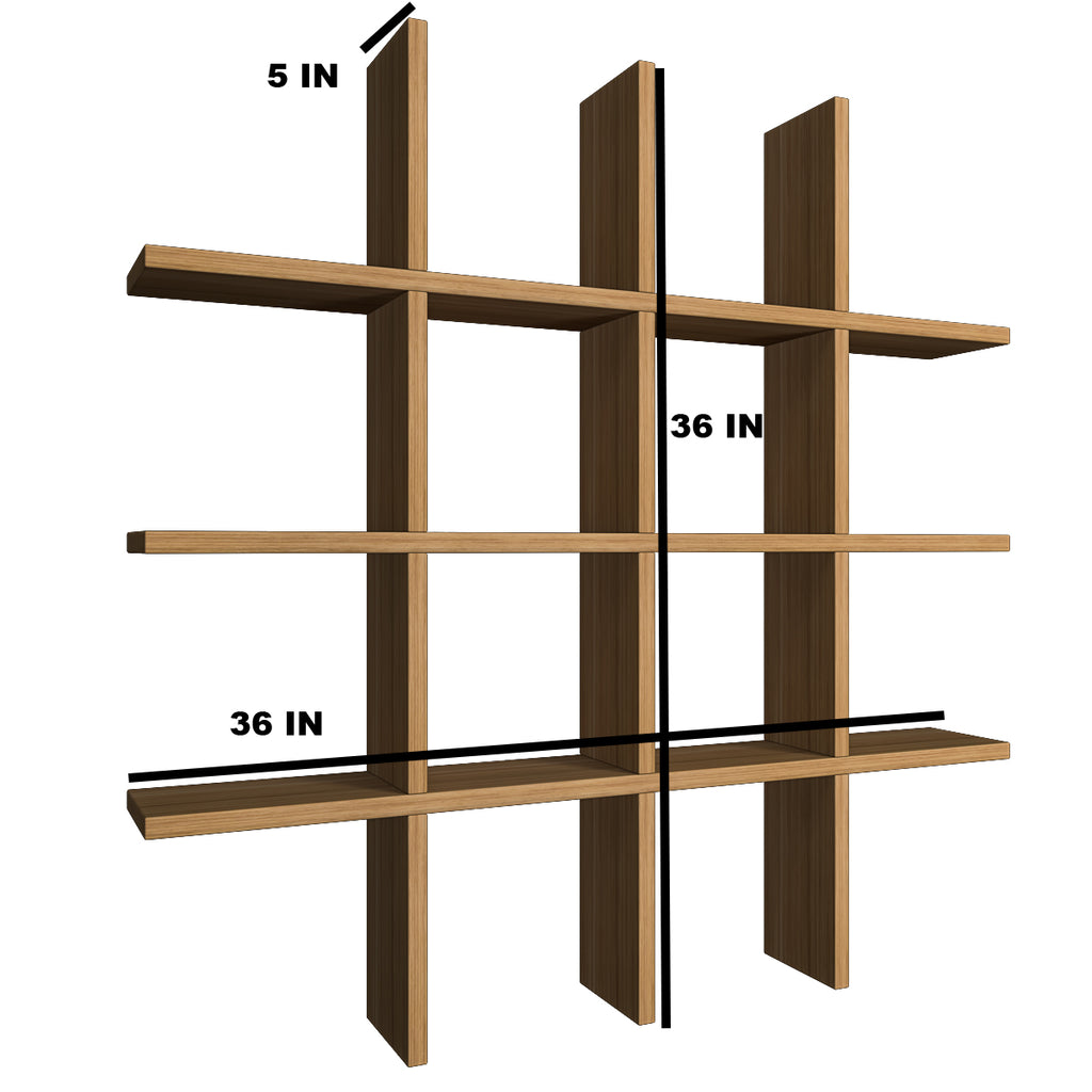 Aesthetic Block Designer Wall Shelf with Light Oak Finish