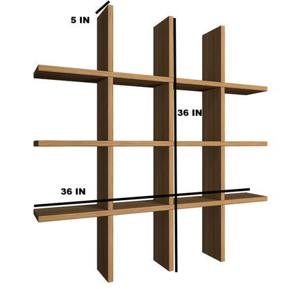 Aesthetic Block Designer Wall Shelf with Light Oak Finish