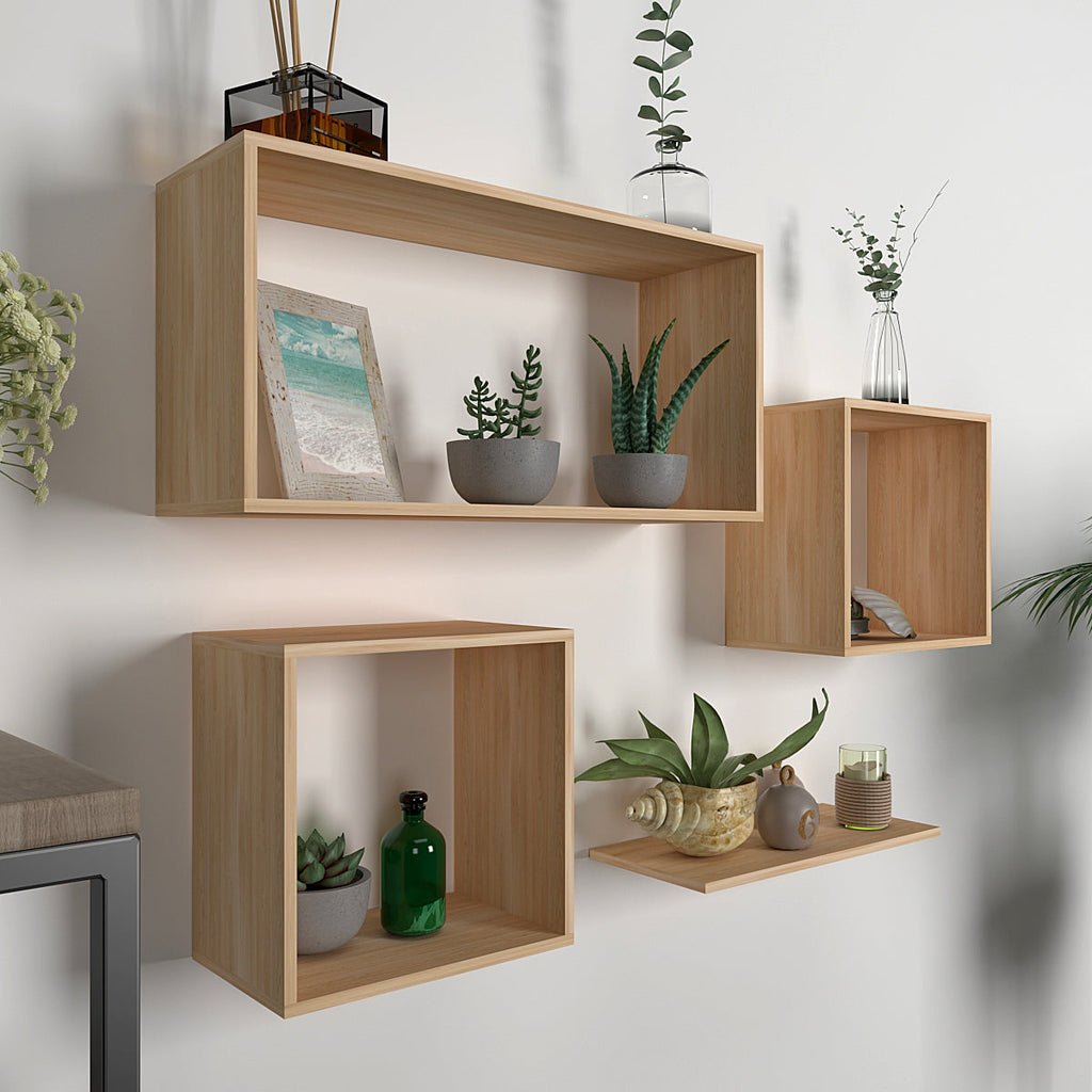 Modern Classic Four Wall Shelved Organizer with Light Oak Finish